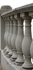 Fototapeta na wymiar Old balustrade pillars architectural element isolated PNG photo with transparent background. High quality cut out scene element. Realistic image overlay