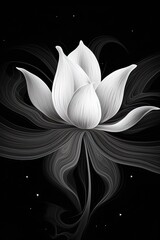 abstract the lotus, black and white illustration. Generative AI