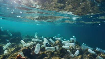 Obraz premium Environmental pollution on the beach. Generative AI