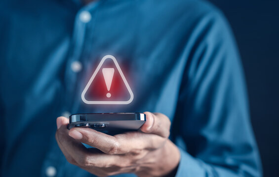 System warning caution sign symbol paper cut out. Notification error and maintenance concept. cyber attack on computer network. Cybersecurity vulnerability, data breach, illegal connection.