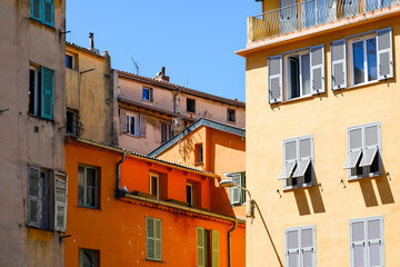 Fototapeta na wymiar Residential buildings, its fragments seen in Nice