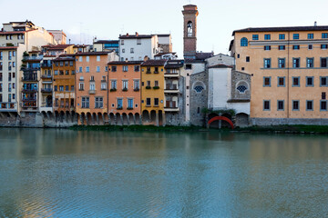 View of the old town of Florence across Arno river