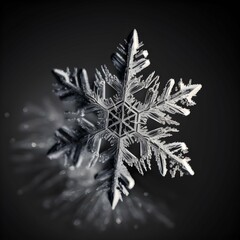 macro photo of a snowflake on a black background HD backlit 