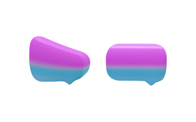 Set of empty colored text bubbles in various shapes.3d speech bubble dialogue balloon.Thought clouds of different shape.