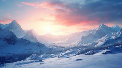 Fototapeta na wymiar Panoramic view of beautiful snowy Masherbrum peak in the mountain range during sunset light