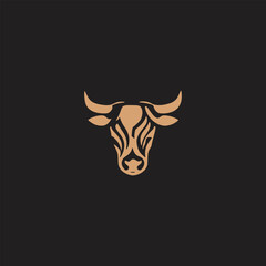 Bull logo. Premium logo for steakhouse, steakhouse or butchery. Abstract stylized cow or bull head with horn symbol. Creative steak, meat or milk icon symbol.