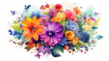 Borderless Bouquet of Bright and Vivid Flowers. AI generated