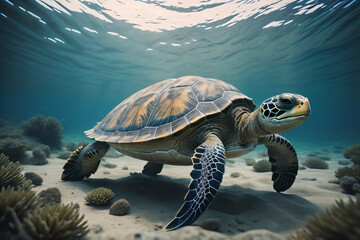 Turtle in the sea