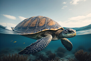 Turtle in the sea