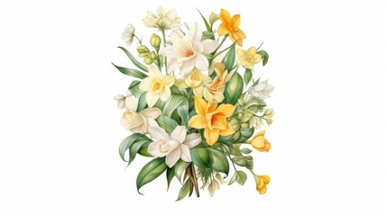 Obraz na płótnie Canvas Classic and Elegant Gardenia and Daffodil Arrangem. AI generated