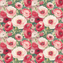 seamless watercolor background with   flowers