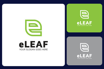 E Letter Leaf Logo Design Template