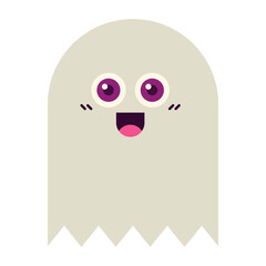 Cartoon halloween ghost icon.