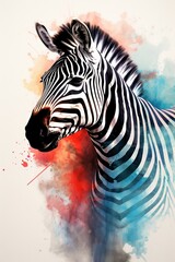 Bold zebra with striking stripes watercolor. AI generated
