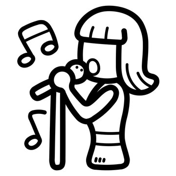 singing woman with microphone and musical notes clip art preview
