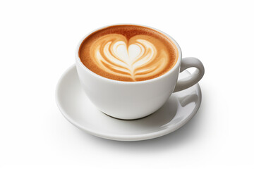 Latte with Heart Design - Clipping Path Included - Created with Generative AI Tools