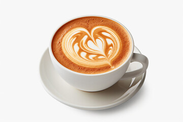 Latte with Heart Design - Clipping Path Included - Created with Generative AI Tools