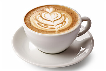 Latte with Heart Design - Clipping Path Included - Created with Generative AI Tools