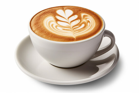 Latte with Heart Design - Clipping Path Included - Created with Generative AI Tools