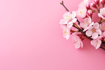 Vibrant Spring Background with Fresh Flower on Pink Background - Created with Generative AI Tools