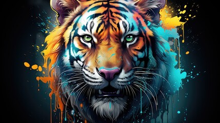 Vicious tiger abstract painting. 