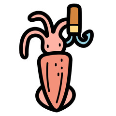 squid fishing filled outline icon style