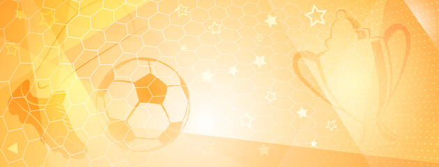 Abstract soccer background with big football ball and other sport symbols in yellow colors © Olga Moonlight