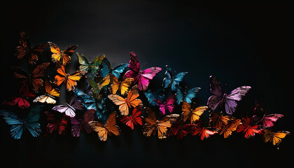 Vibrant butterfly flying in nature beauty generated by AI