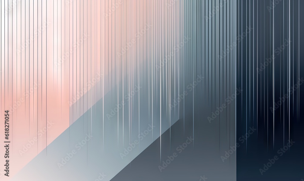 Poster a blue and pink background with lines and lines on the bottom of it, and a white and black stripe on