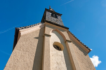 Steeple of a small chapel in Obereggen, South Tyrol, Italy