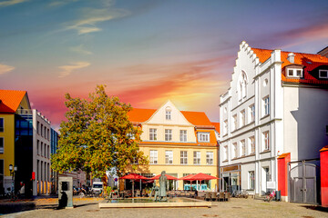 Fototapeta na wymiar Markt, Altstadt, Greifswald, Mecklenburg Vorpommern, Deutschland 