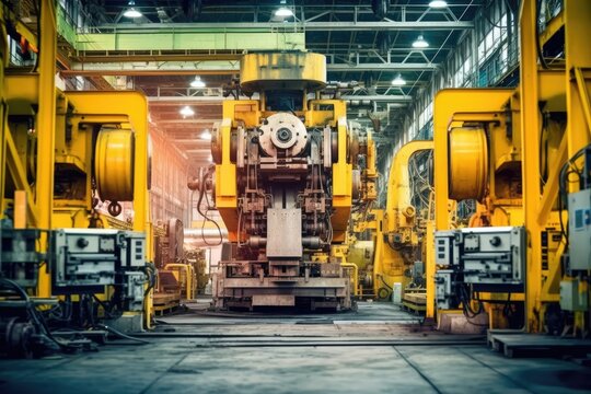 inside factory of airplanes a lot fo machines AI Generated