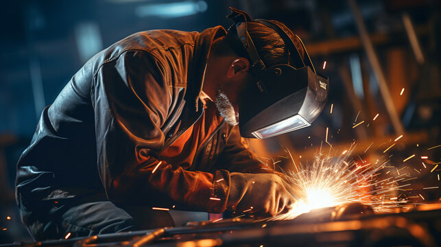 welding with sparks no safety hyper realistic