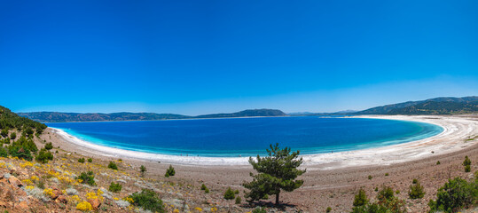 Salda Lake panorama. Burdur, T&uuml;rkiye.