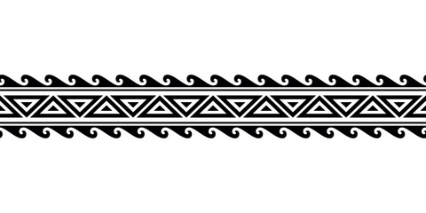 Maori polynesian tattoo bracelet. Tribal sleeve seamless pattern vector. Samoan border tattoo design fore arm or foot. Armband tattoo tribal. band fabric seamless ornament isolated on white background © Marina Storm