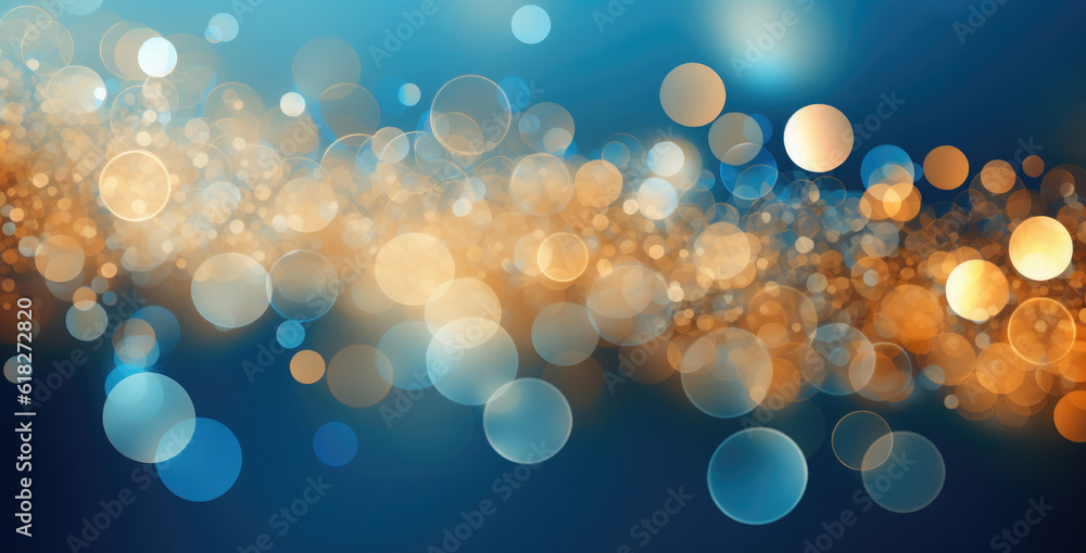 Aufkleber background with abstract sparkles on blue background. golden glitter particles on dark background. a