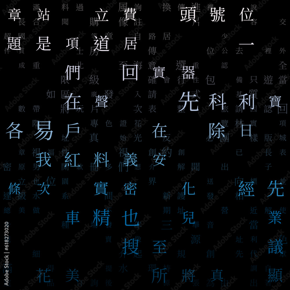 Poster abstract background. random characters of chinese traditional alphabet. gradiented matrix pattern. p