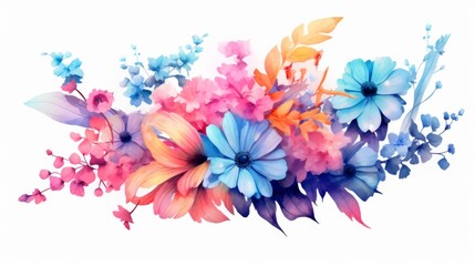 Gradient Colors on a Simple Floral Composition watercolor. AI generated