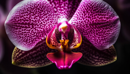 Exotic moth orchid blossoms with ornate elegance   generated by AI