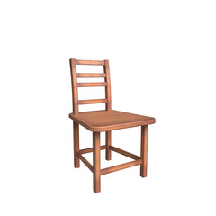 angle view front side of A wooden chair on white background, 3d furniture rendered 