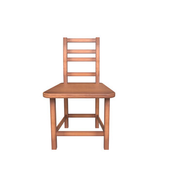 the front side of A wooden chair on white background