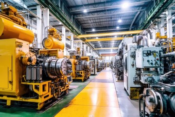 Naklejka premium inside factory show a lot fo machines AI Generated
