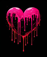 dripping pink slime heart