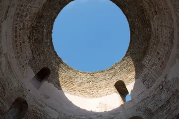 Deurstickers Famous landmark Vestibule in Split town, Croatia, historic circular hall in Diocletian palace © amilat