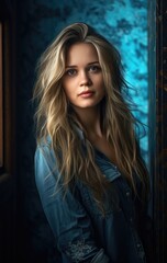 a girl with long blonde hair - portrait shot