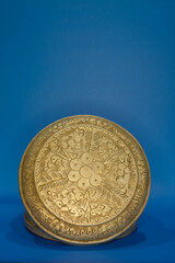 Retro designed jewellery box isolated in blue background 