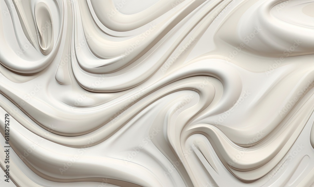 Poster a white background with a wavy pattern of liquid or liquid liquid flowing down the side of it, creat