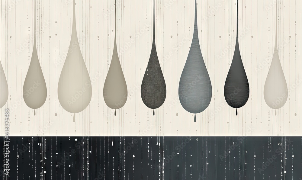 Aufkleber a group of different colored rain drops hanging from a line of umbrellas on a white and black backgr