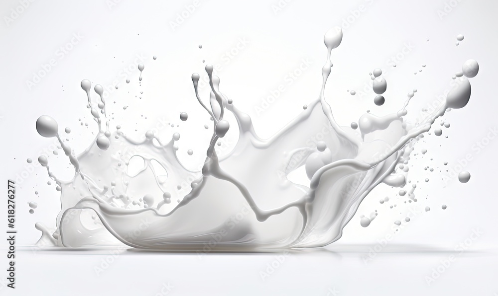 Poster a white liquid splashing into the air on a white background with a white background and a white back