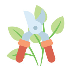 Isolated nature leaf and garden scissors icon Vector illustration